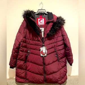 Canada Weather Gear Cranberry/Black Natural Hooded Puffer Parka Size 3XL